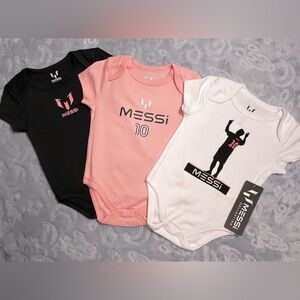 Lionel Messi Baby Collection 3pc Bodysuit Set Girls Size 12 Month black pink NWT